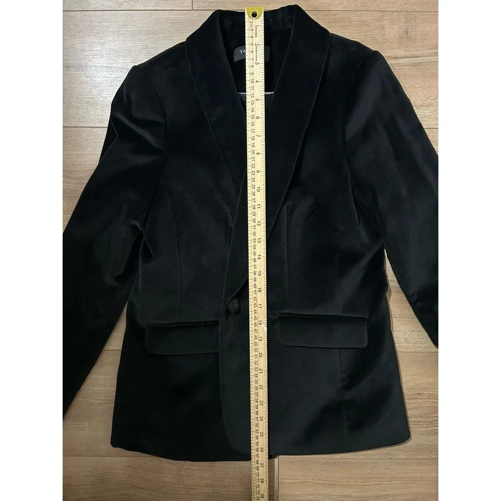 Talbots Black Velvet Blazer Collar Single Button Classic‎ Business Casual 6P